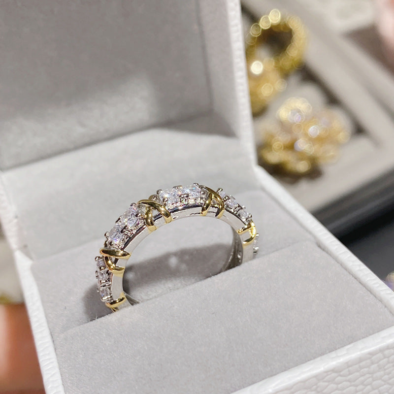 Camellia Fashion Romantic French Golden Rhinestone Gold Plated Ring