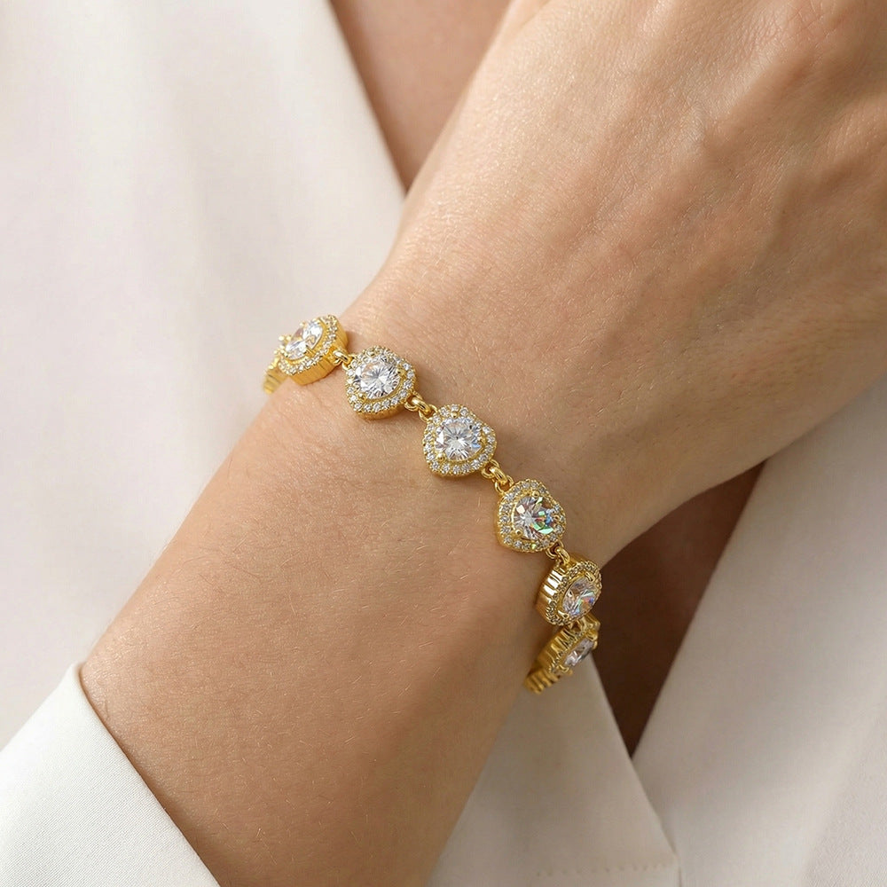 Women's Light Luxury Full Rhinestone Zircon Gold-plated Stainless Steel Bracelets