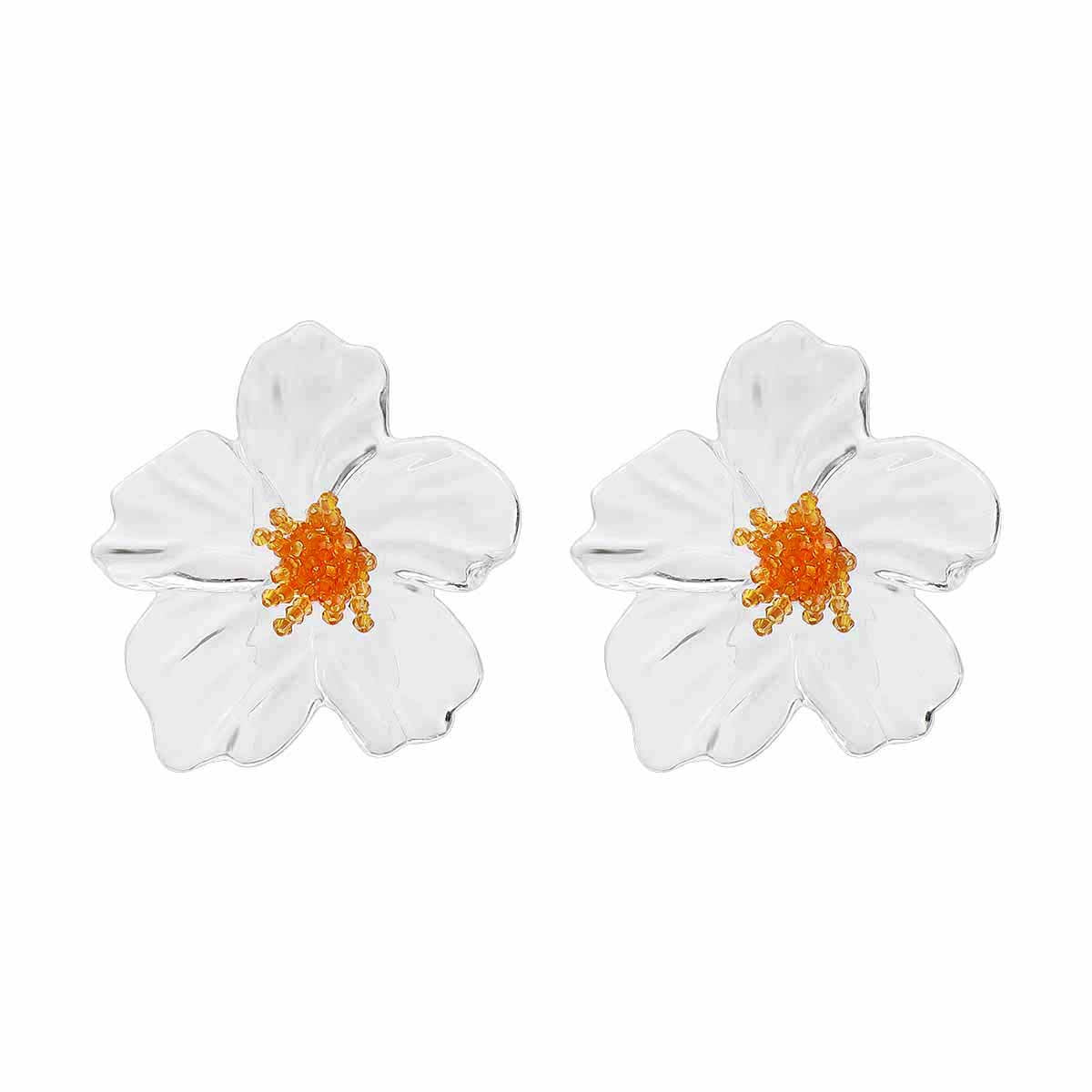 Women's Vacation Style Enamel Color Flower Pearl Light Luxury High-grade Earrings