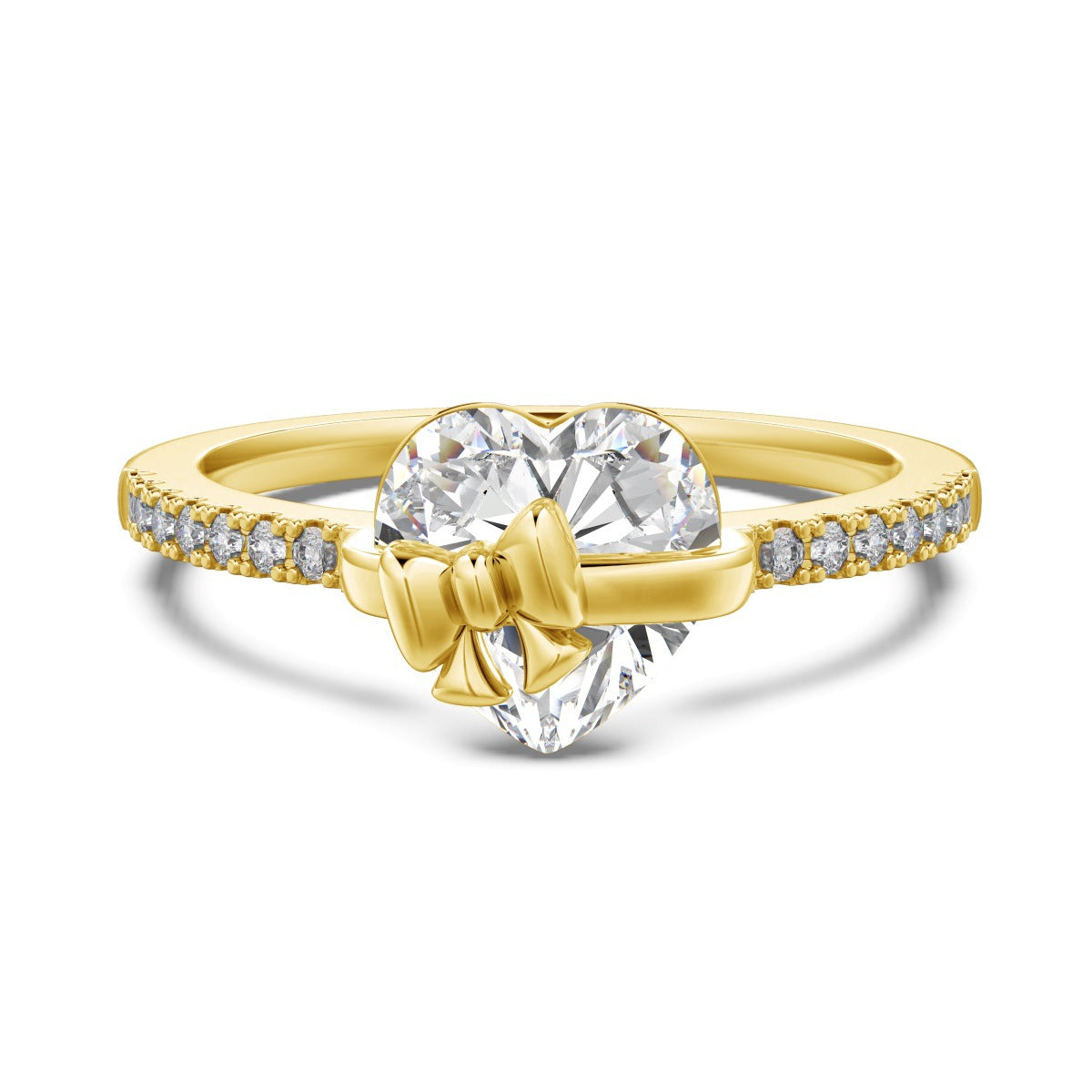 Women's Sterling Sier Zircon Bow Gold Christmas Gift Ring