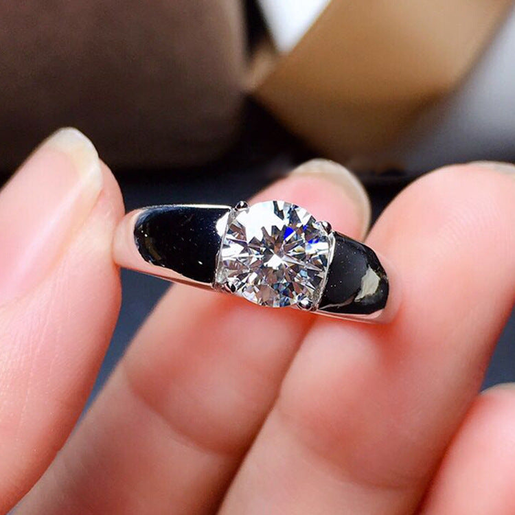 Men's Trendy Man's Platinum Plated Artificial Diamond Carat Ring