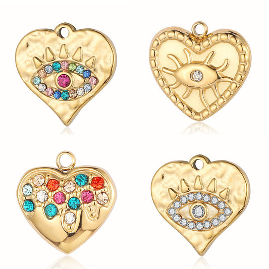 Heart Devil's Eye French Retro Titanium Steel Heart-shaped Pendants