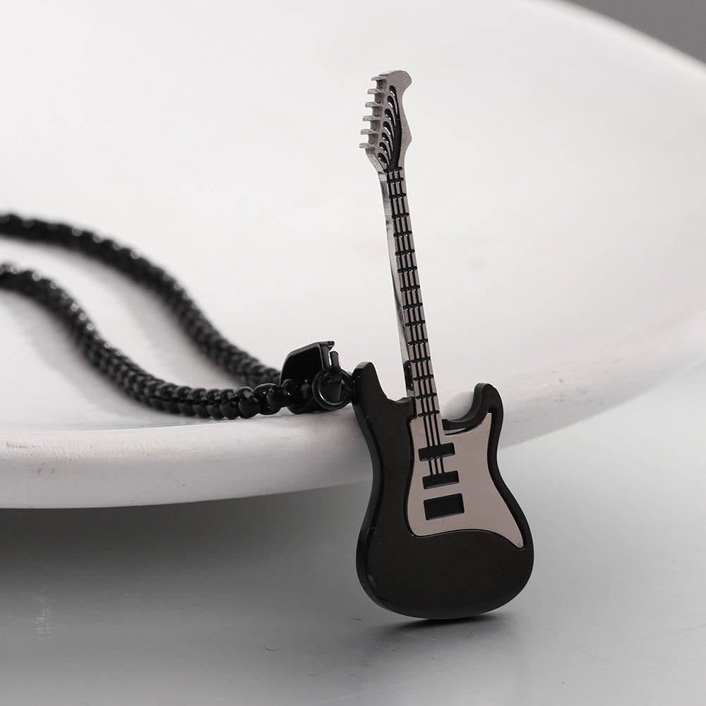 Personality Fashion Stainless Steel Guitar Street Necklaces