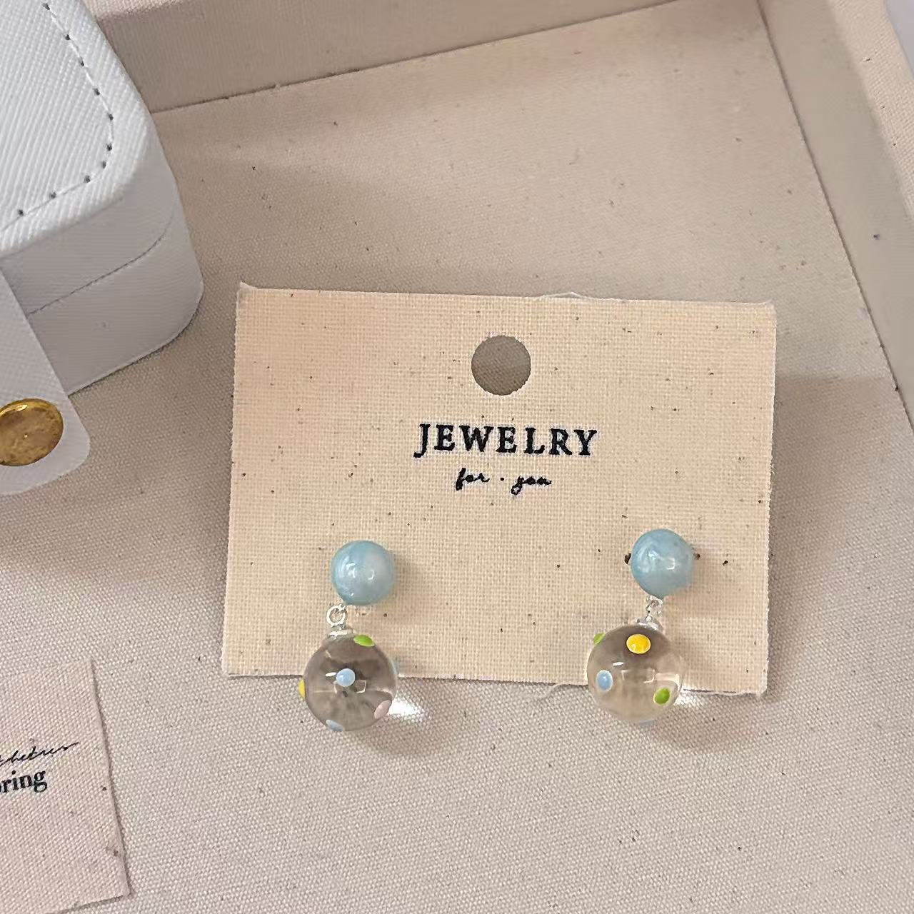 Artsy Dopamine Color Polka Dot Transparent Ball Super Stud Earrings