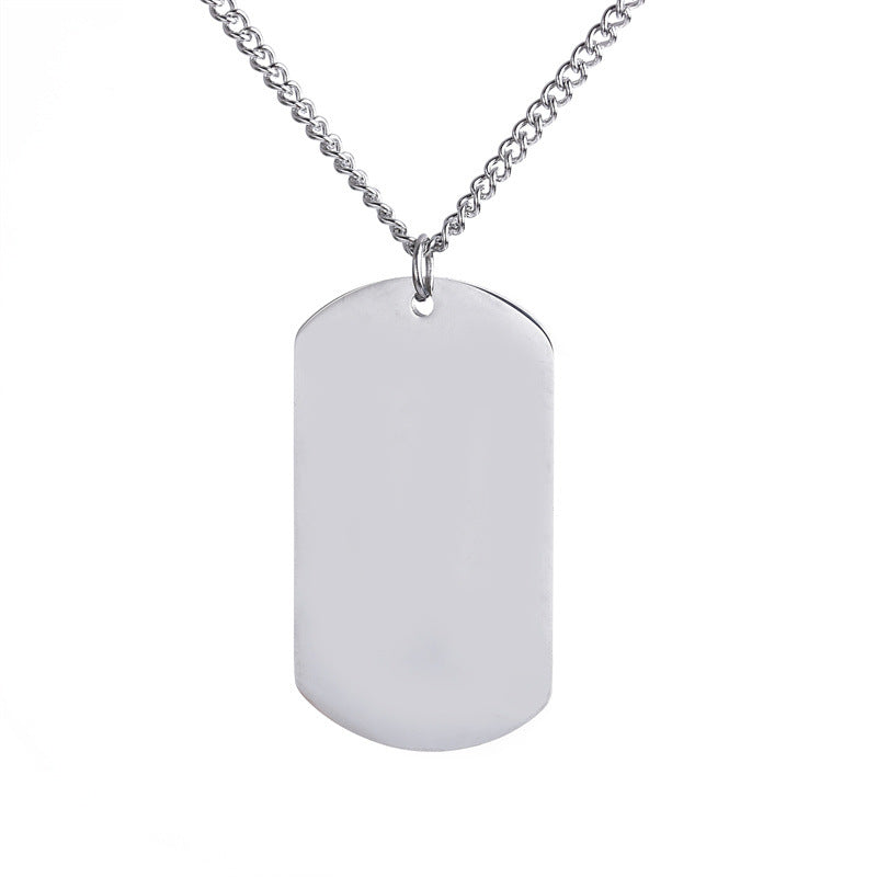 Men's Steel Dog Tag Titanium Blank Hang Pendants