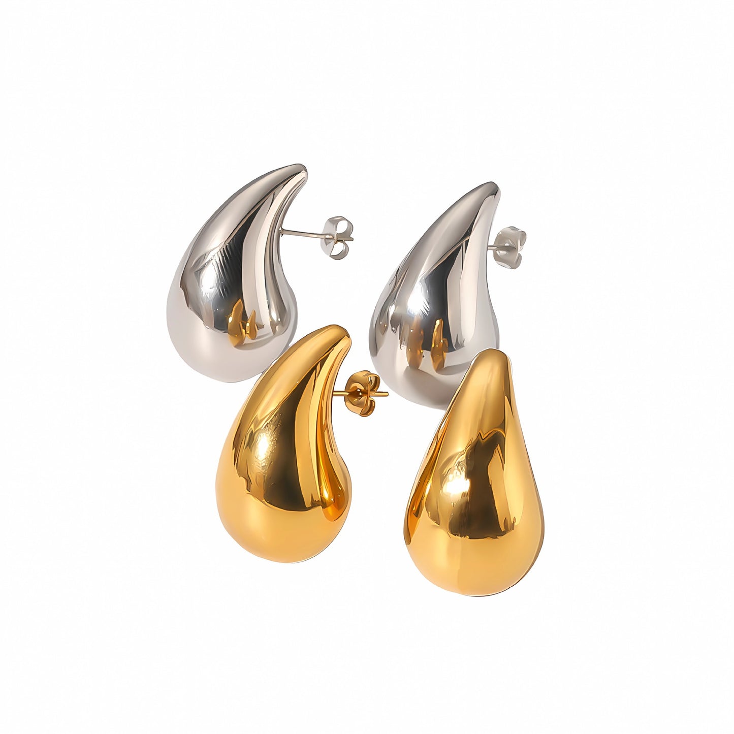 Women's High-grade Water Drop Gold Ear-ring Clip Titanium Rings