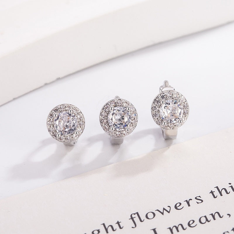Round Diamond Clip No Need To Take Off Rhinestone Commute Ear Buckle