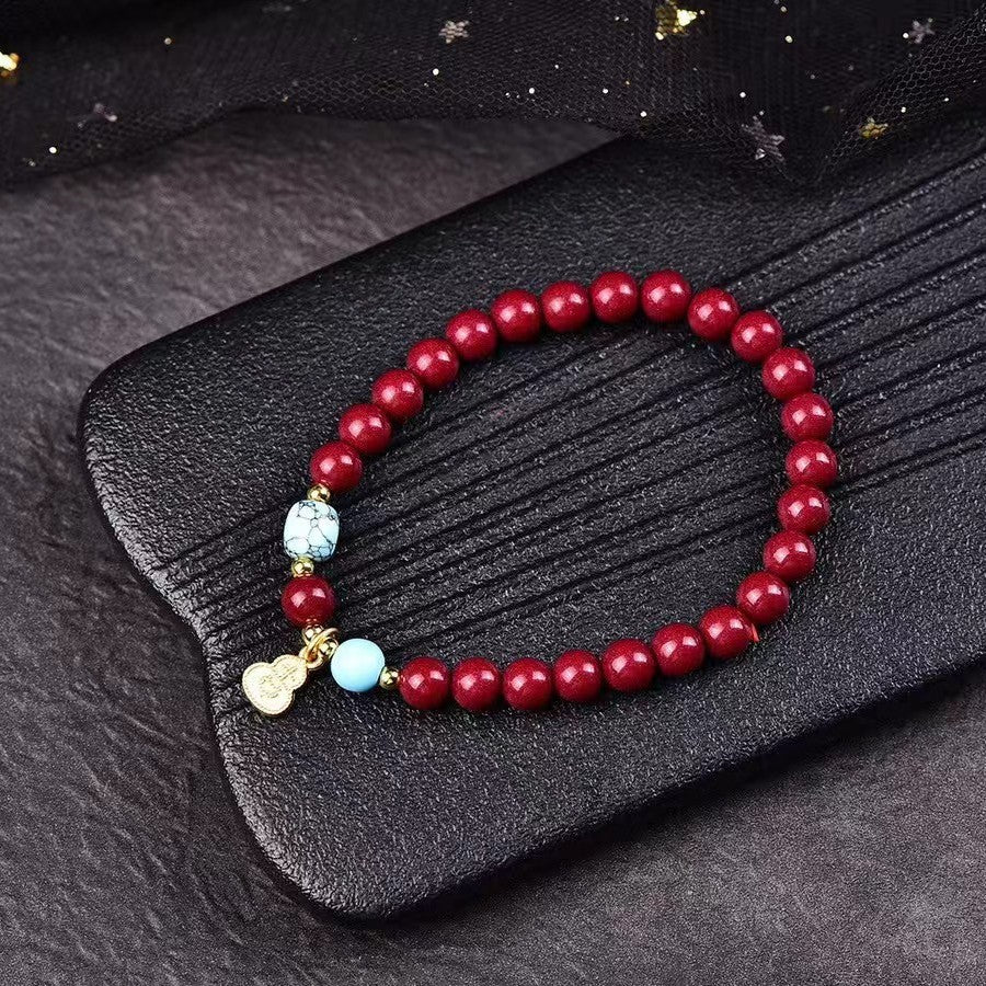 Gold Sand Lotus Sunstone Gourd Lucky Fortune Bag Chinese Knot Bracelets