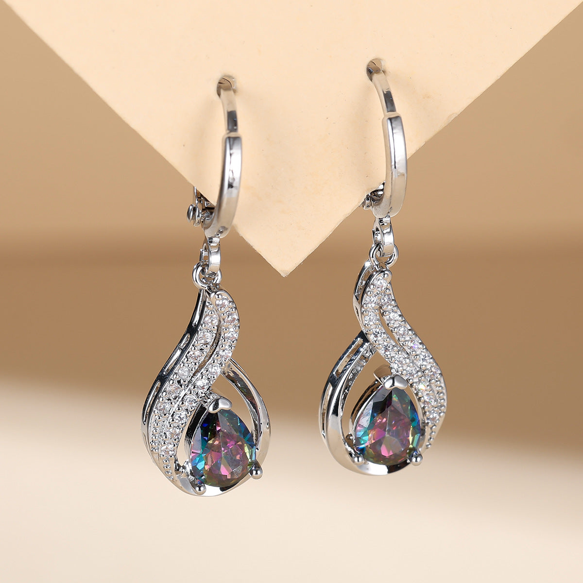 Stylish Water Drop Zircon Lady Temperament Earrings