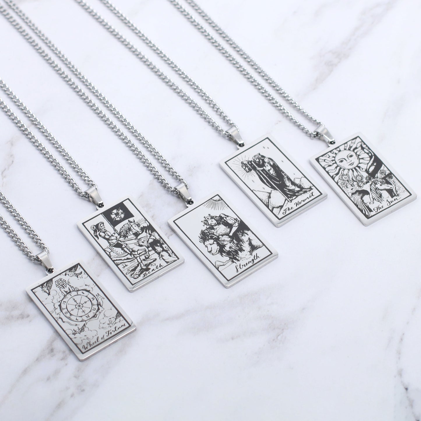 Zhang Tarot Titanium Steel Retro Rectangular Necklaces