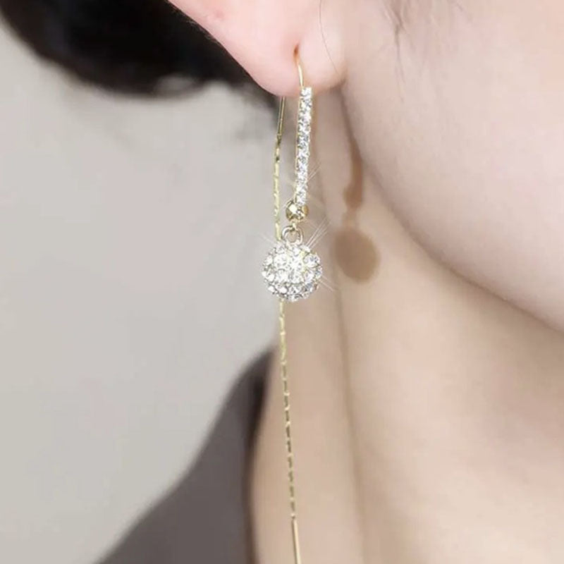 Trendy Niche Design Full Diamond Ball Female Temperament Ear Line