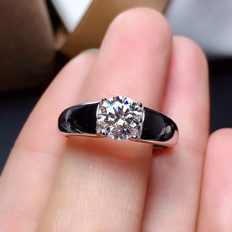 Men's Broadcast Elegant Imitation Moissanite Fashion Open Mouth Ring