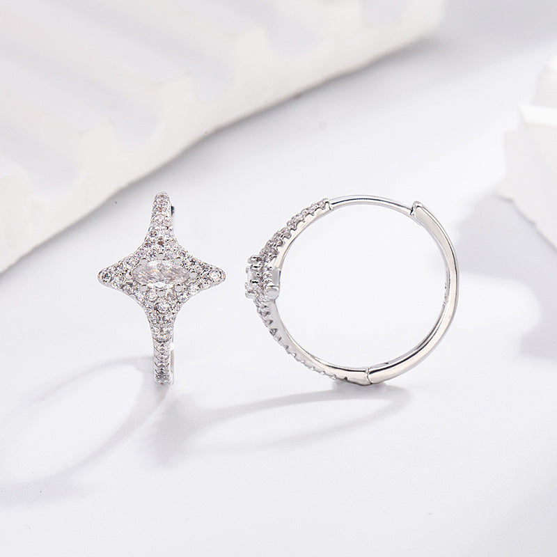 Full Rhinestone Zircon Four Stars Clip High-grade Light Luxury Ear Buckle