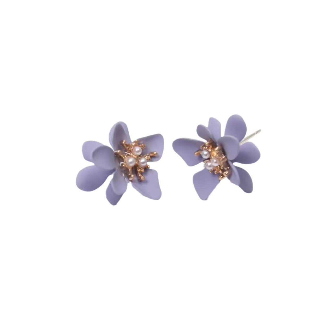 Sier Needle Fresh Purple Flower Super Fairy Niche Design Earrings