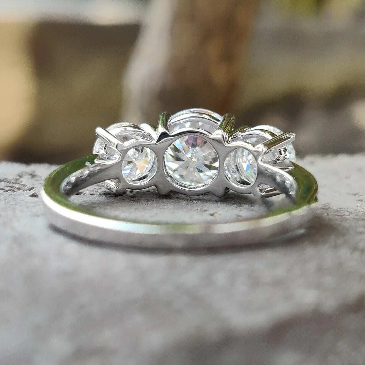 Fashion Three Shining Diamond Zircon Female Proposal Engagement Ring