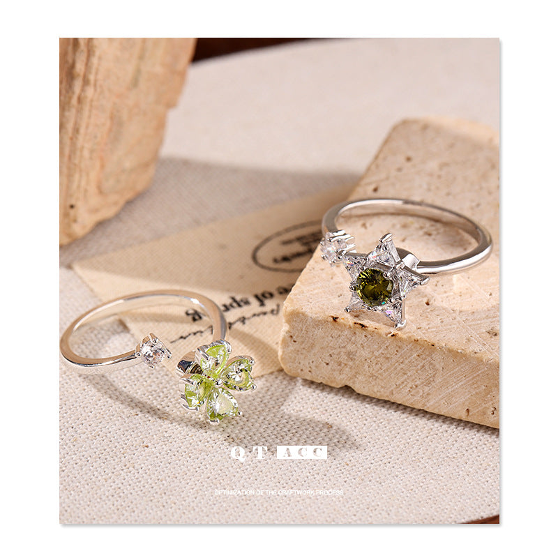 Women's Clover Star Open-end Adjustable Summer Vacation Style Lucky Ring