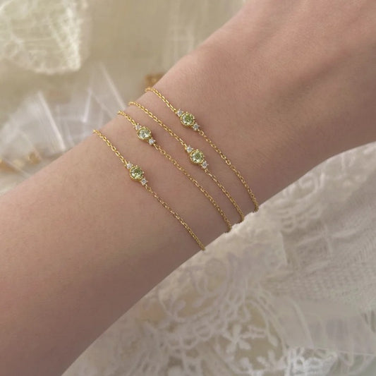 Women's Little Jasmine Olive Green Sterling Sier Bracelets