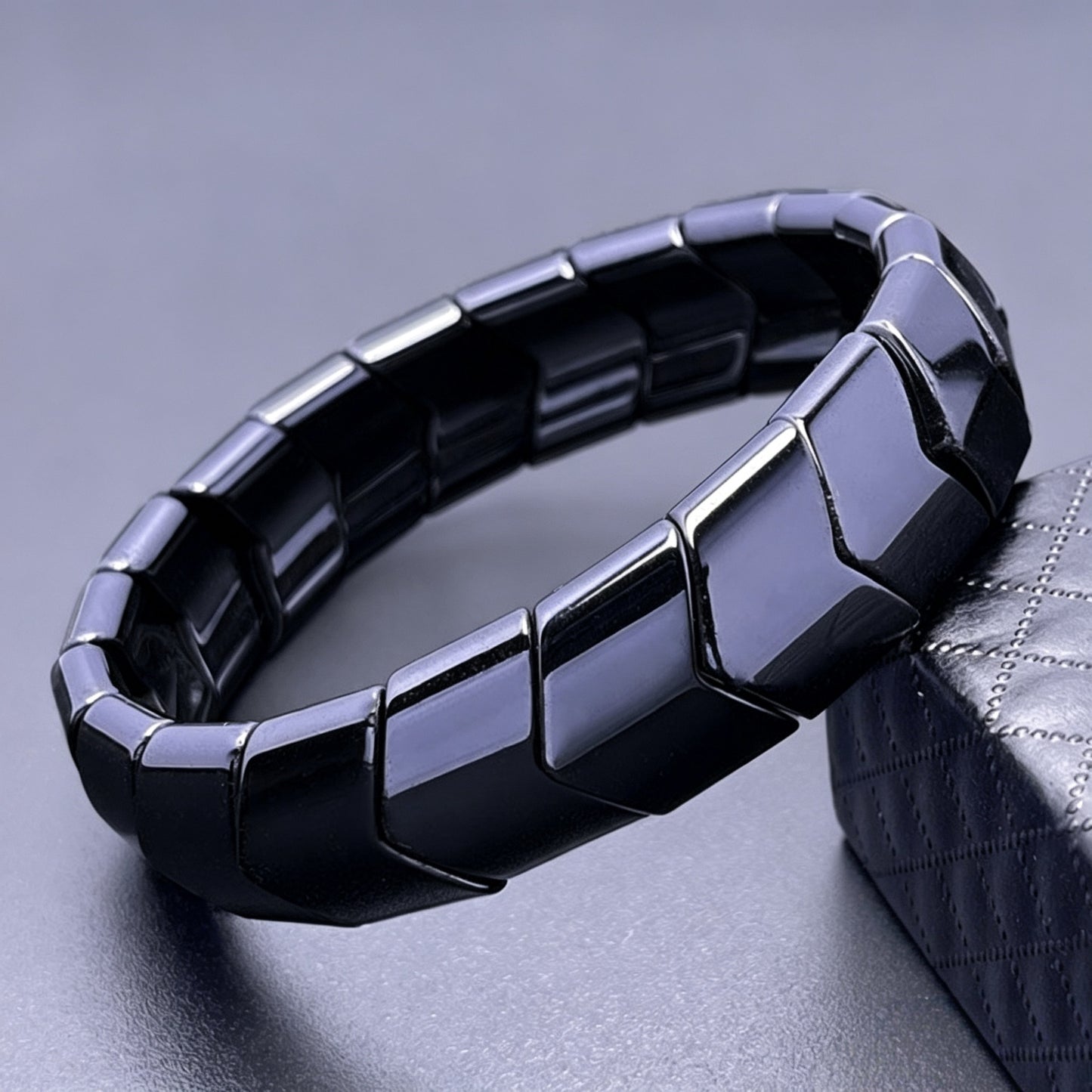 Men's Magnetic Haematite Energy Geometric Shape Titanium Steel Bracelets