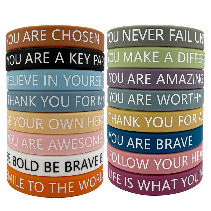 Inspirational English Slogan Silicone Positive Energy Bracelet
