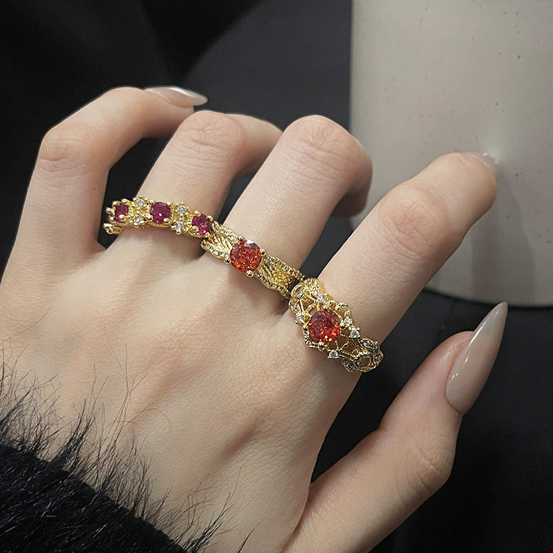 Women's Gold Irregular Hollow Opening High-grade Light Rings