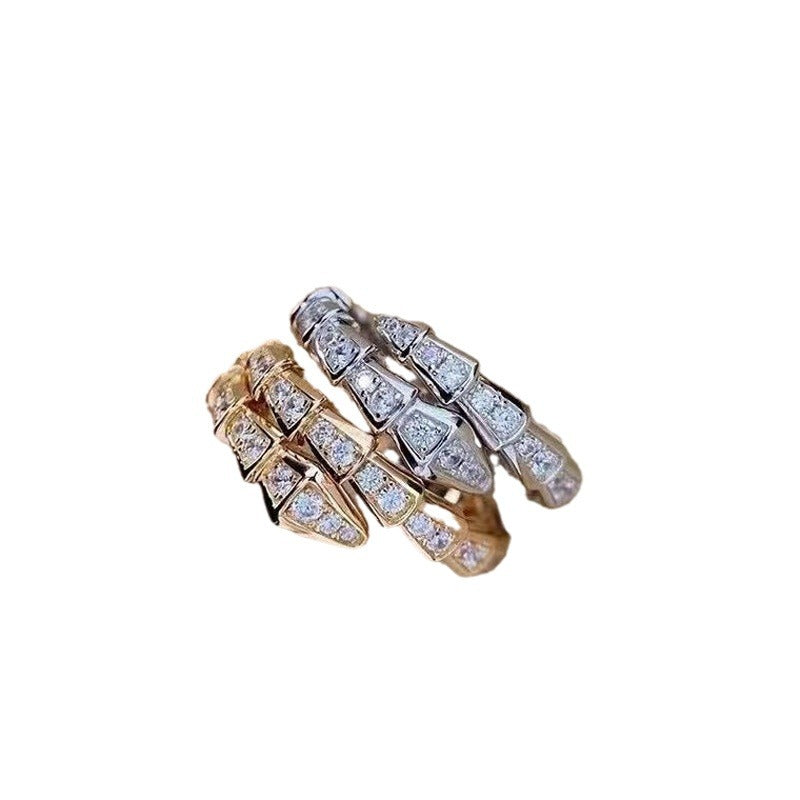 Zhang Sterling Sier Unique Snake-shaped Zircon Female Niche Ring
