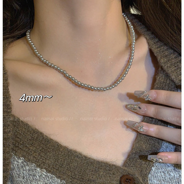 Glass Pearl Twin Cold Style Light Luxury Minority Advanced Clavicle Necklaces