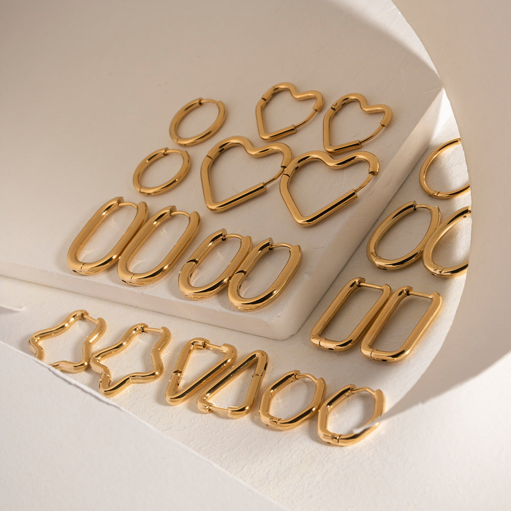 Geometric Shaped Stainless Steel Clip Trendy Fashion Five-pointed Star Peach Ear Buckle