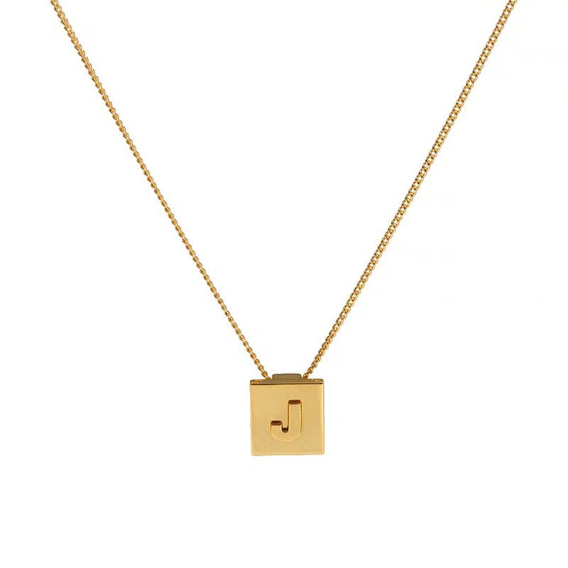 Letter Square Plate English Gold Female Clavicle Necklace