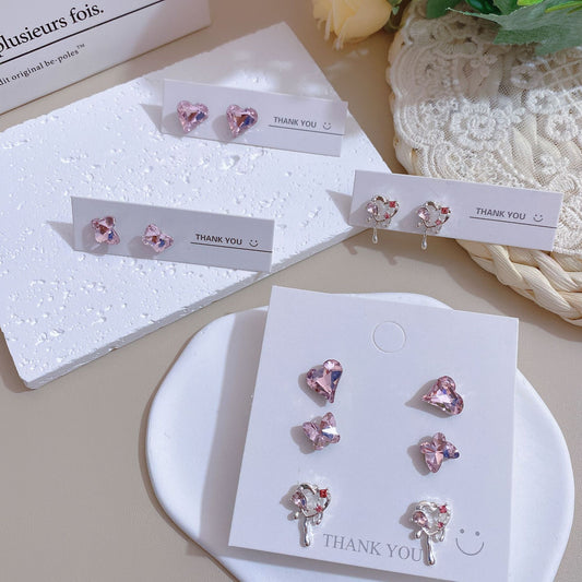 Exquisite Angel Tears Sier Needle Advanced Design Sense Small Ear Earrings
