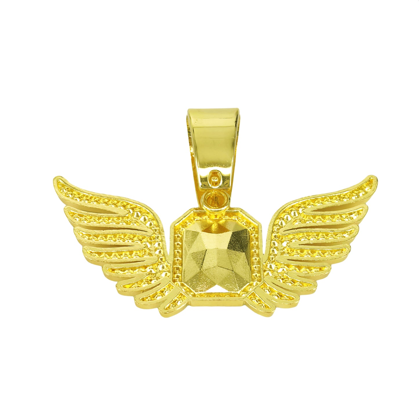 Square Glass Rock Sugar Chain Wings Pendants