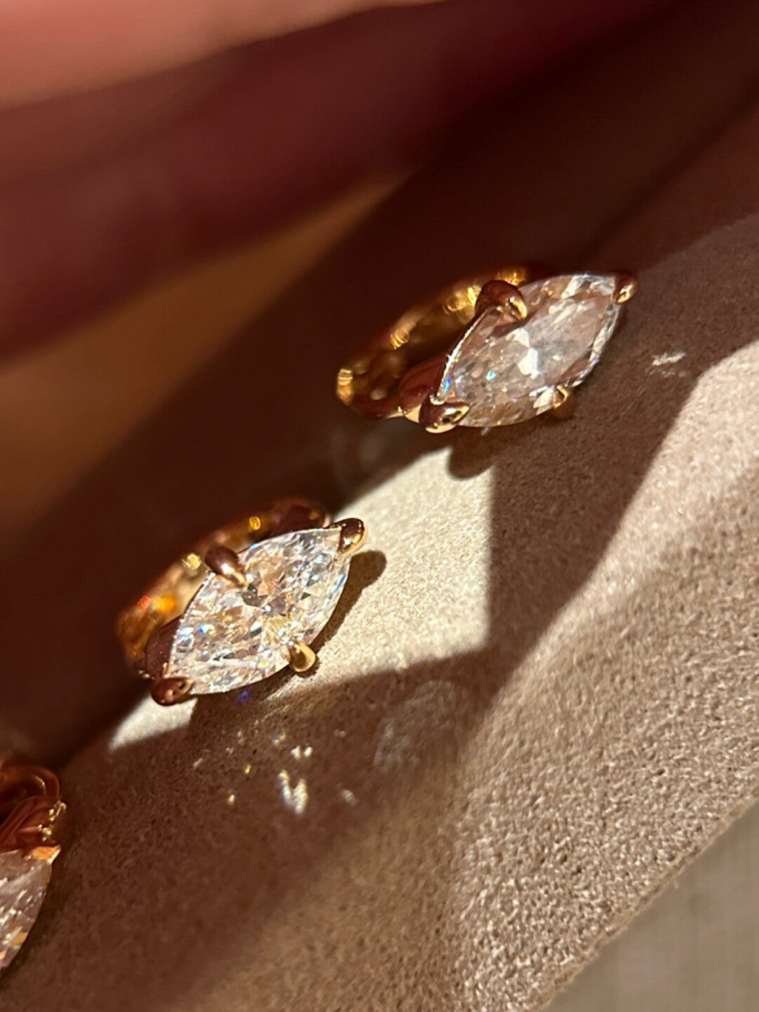 Star Ear Clip Drop-shaped Diamond Bezel Setting Stud Earrings