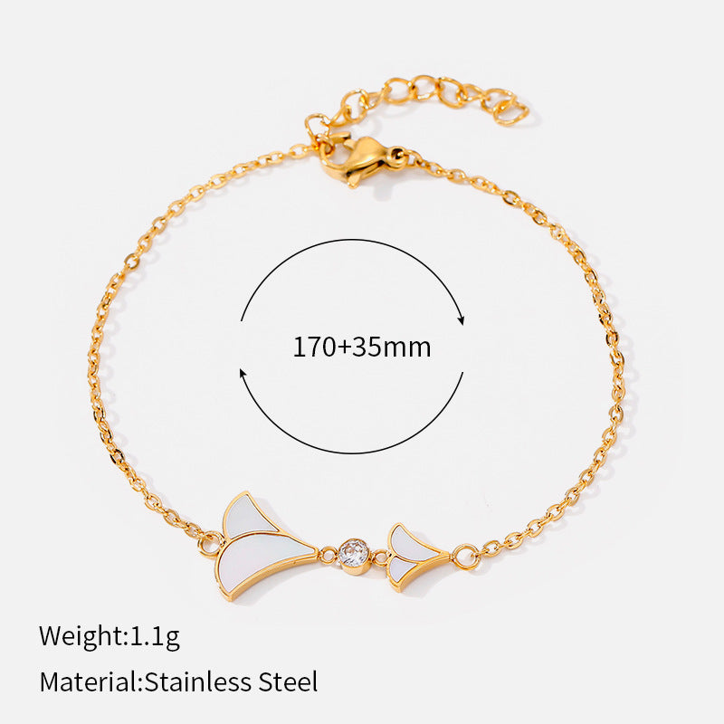 Light Luxury Titanium Steel Everyday Joker Clover Fritillary Gold Plated Bracelet