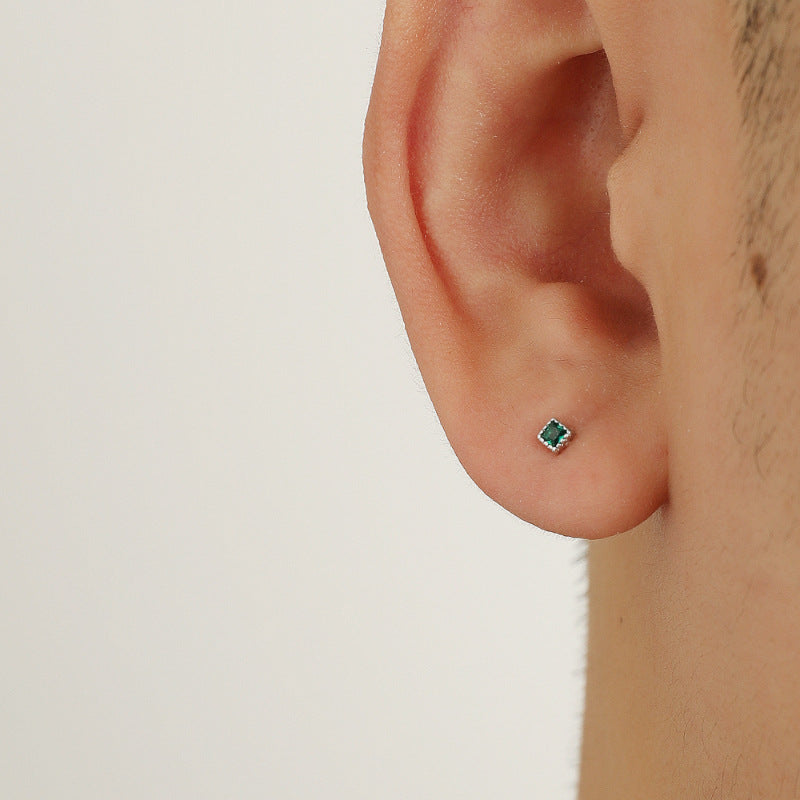 Small Ear Bar Single Elegant Geometric Square Personality High Sense Stud Earrings