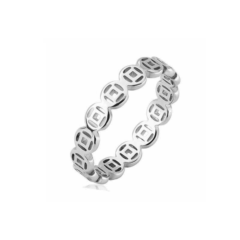 Women's String Of Coins Titanium Steel Plated Fashion Characteristic Fortunate Ring