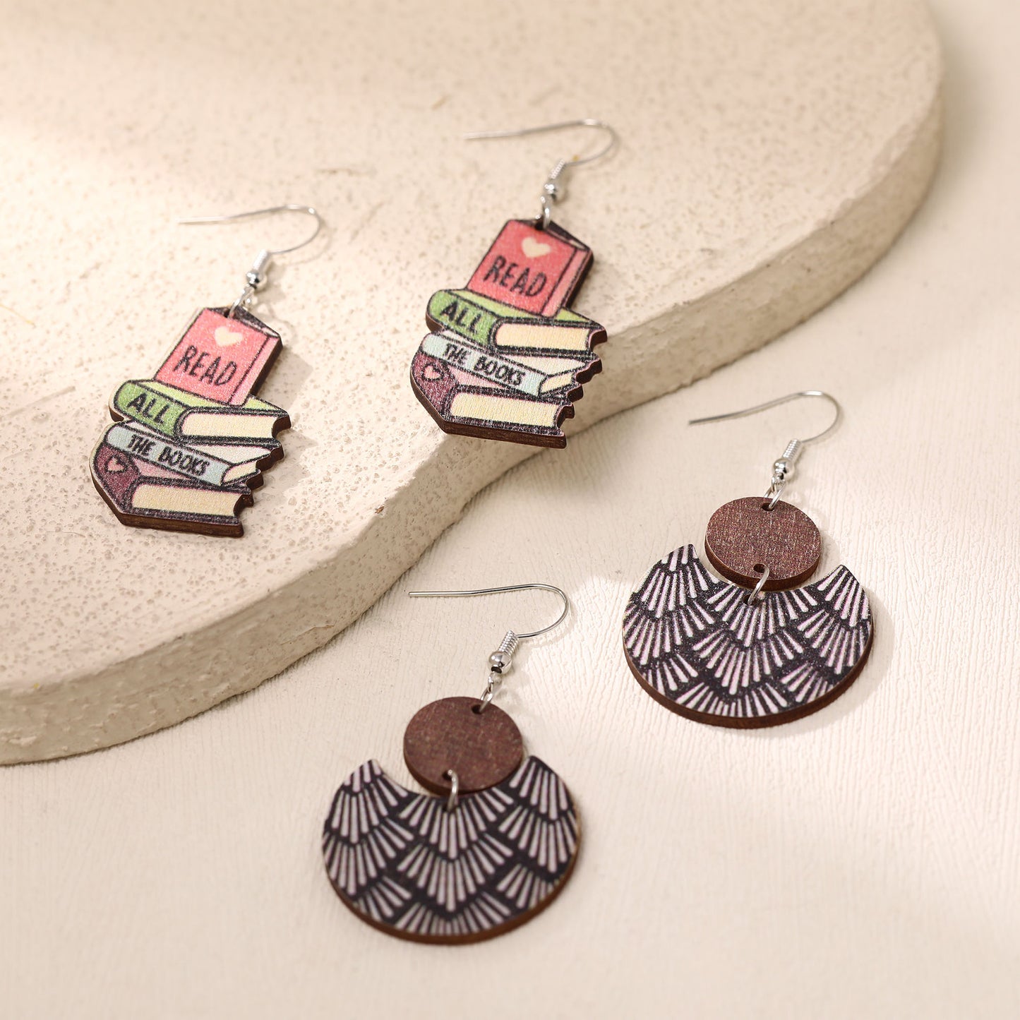Environmentally Friendly Acrylic Personalized School Opening Paper Plane Books Earrings