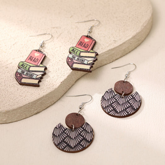 Environmentally Friendly Acrylic Personalized School Opening Paper Plane Books Earrings