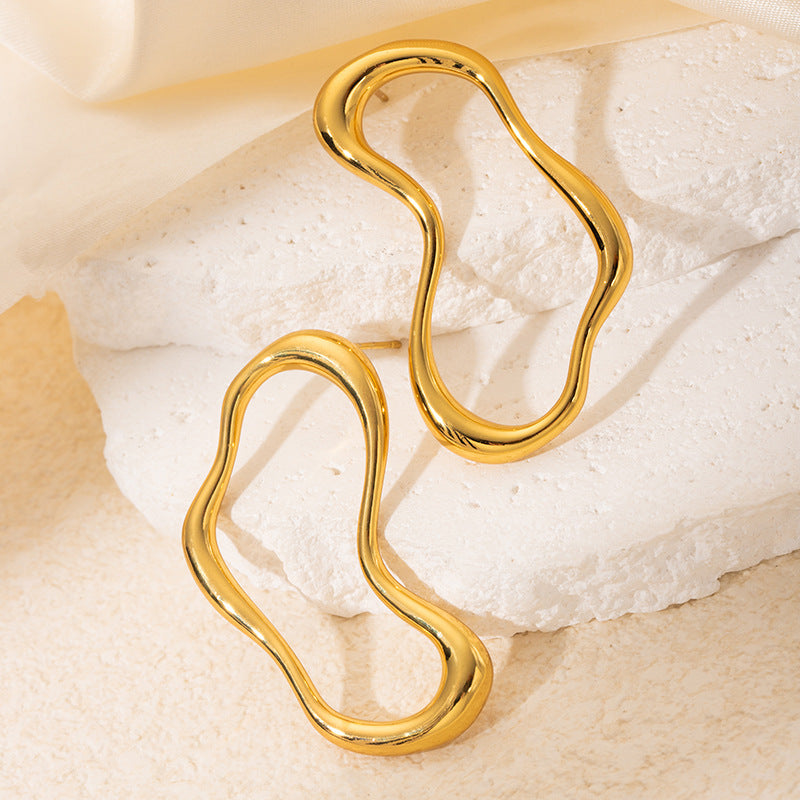 Geometric Ear Titanium Steel No Fading Exaggerated High-grade Light Luxury Earrings