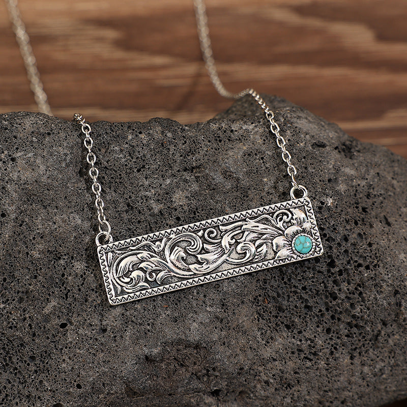Fashion Vintage Square Turquoise Boho Clavicle Necklaces