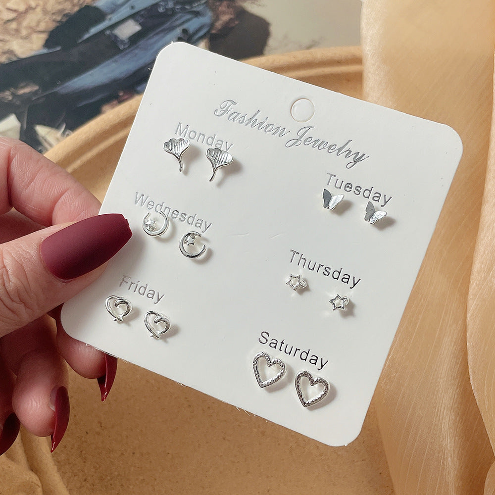 Elegant Pearl Niche Female Sier Pin Four Leaf Clover Stud Earrings