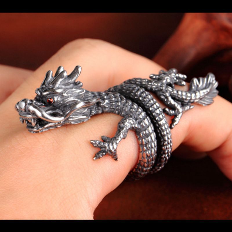 Women's & Men's Domineering Red Eye Faucet Alloy Punk Dragon Ring