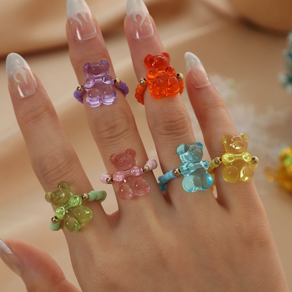 Style Jelly Resin Bear Environmental Protection Rings