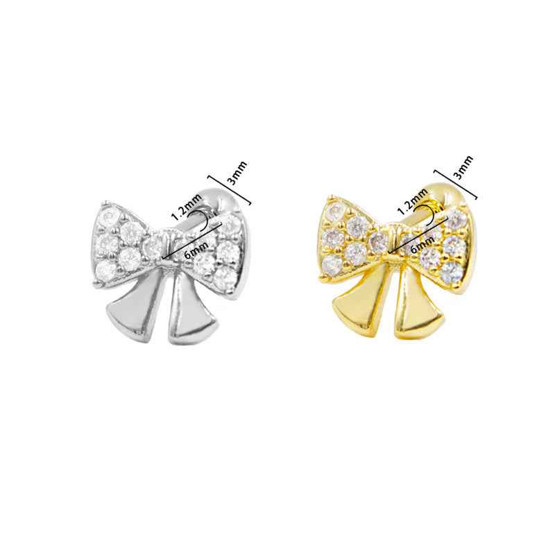Three-dimensional Moon Ear Bone Nail Bow Stud Earrings