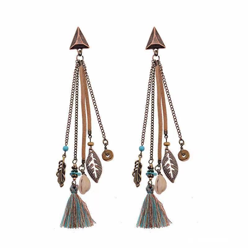 Ethnic Style Long Fringe Exotic Holiday Trip Earrings