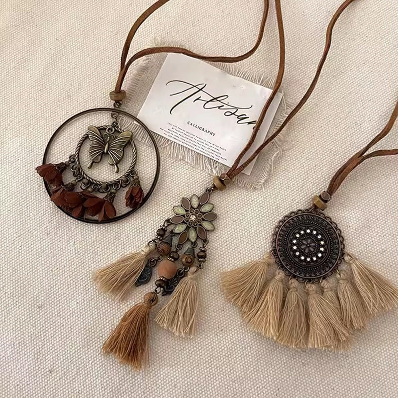 Brown Vintage Tassel Hippie National Style Necklaces