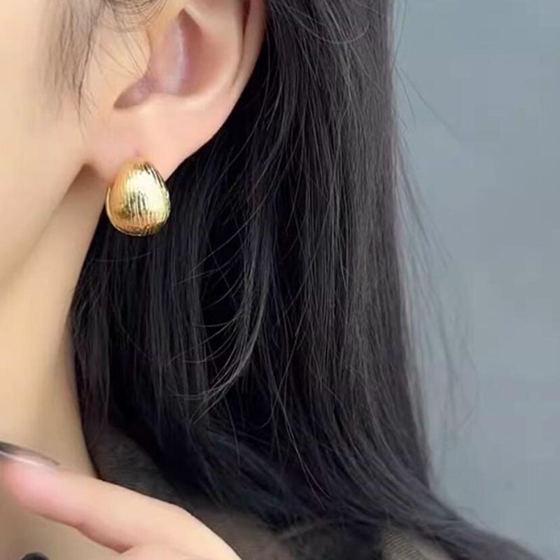 Women's Personalized Metallic Brushed Texture Steamed Bun Niche Design Earrings