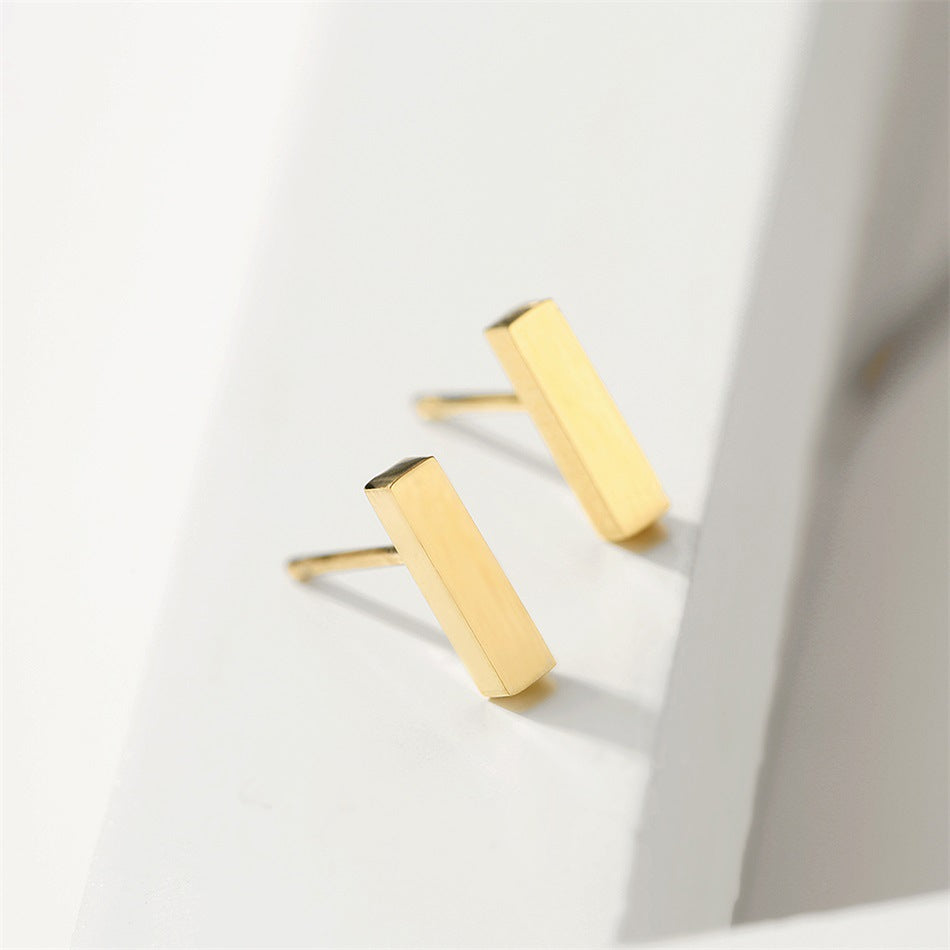 Stainless Steel Simple Punk Geometric Titanium Horizontal Stud Earrings