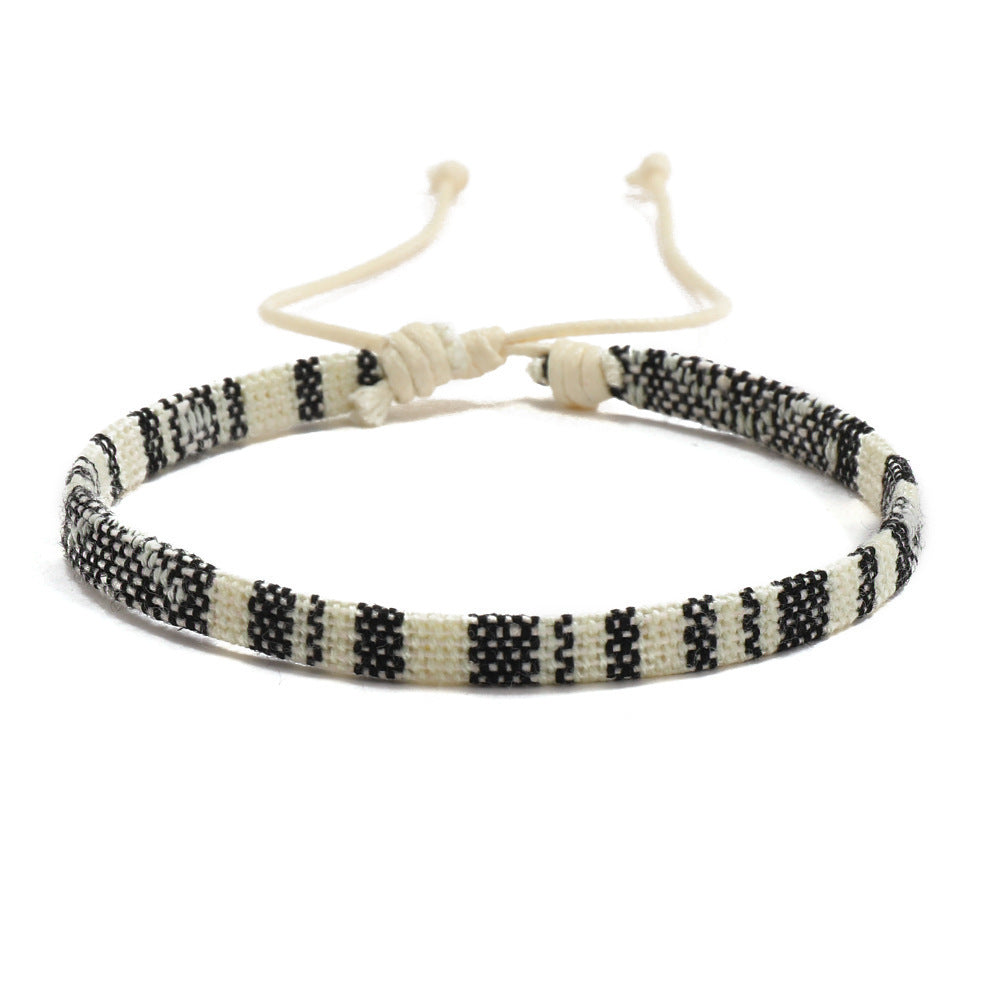 Colorful Bohemian Style Cotton Linen Fabric Woven Simple Carrying Bracelet