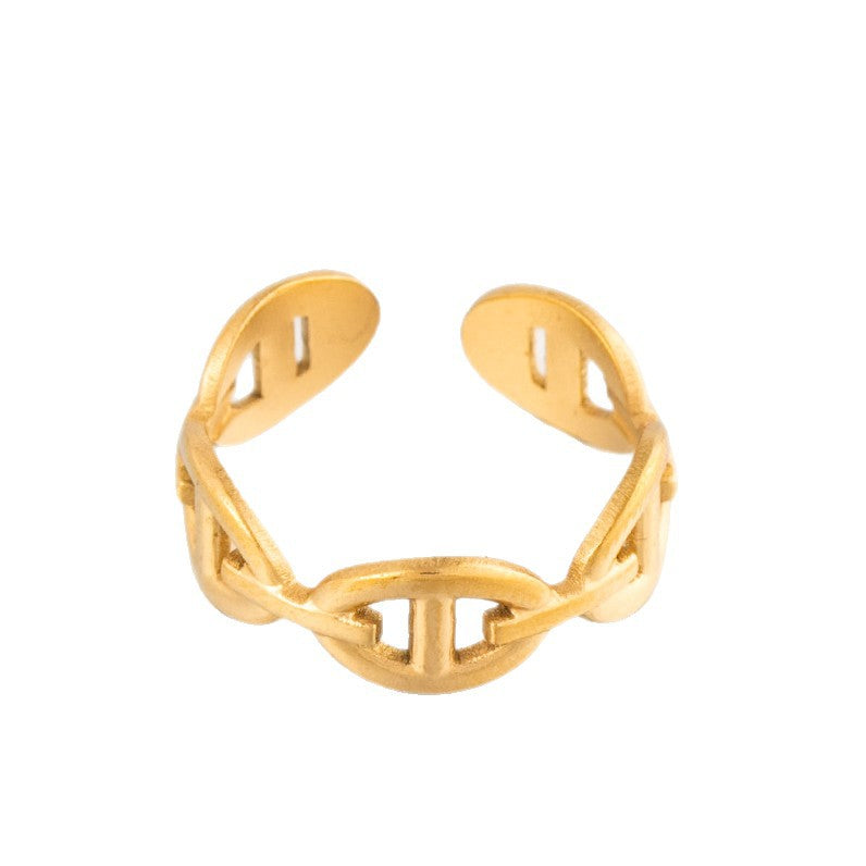 Pig Nose Stainless Steel Open Chain Titanium Oval Oil Ring