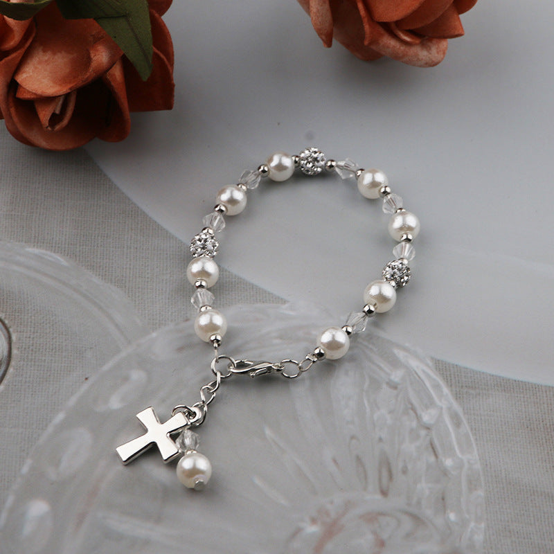 Children's Style Simple Pearl Rhinestone Ball String Lucky Beads Bracelet