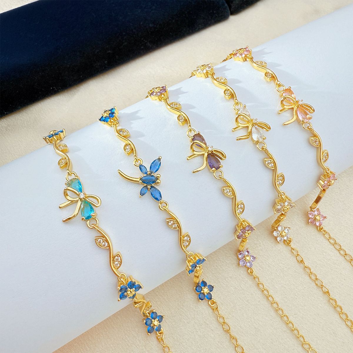 Style Flower Bow Tie Small Fresh Copper Inlaid Zircon High Bracelet